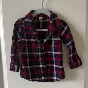 GAP Kids Plaid Button-Down Shirt - Dark Blue and Red